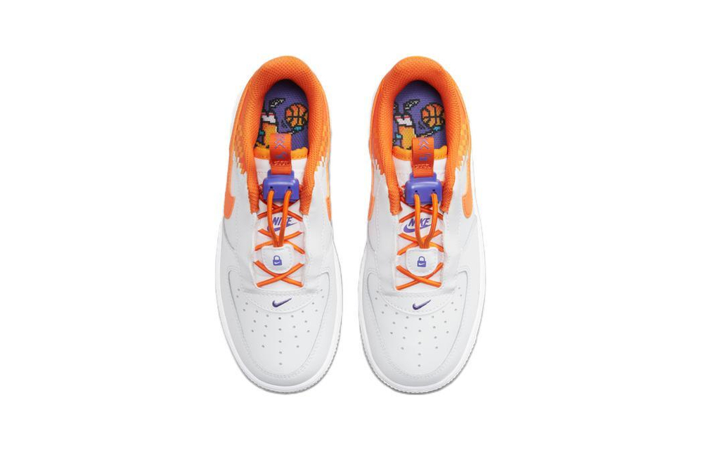 Middle-aged children's Nike Air Force 1 Toggle casual non-slip wear-resistant low-top children's sneakers white orange