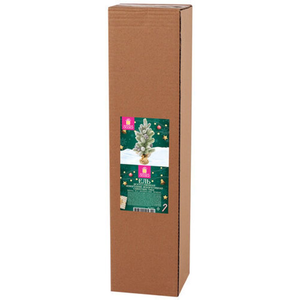 Ель новогодняя искусственная настольная 50 см, заснеженная, с шишками, литой ПЭТ, ЗОЛОТАЯ СКАЗКА, 592011