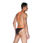 Оригинальное боди с яркими лямками (Размер: L-XL) (Цвет: черный с оранжевым)