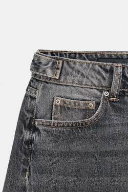 ZARA ДЖИНСЫ Z1975 WIDE LEG СО СРЕДНЕЙ ПОСАДКОЙ И ШВАМИ, СЕРЫЙ