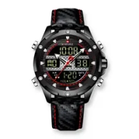 Подарочный набор - часы наручные кварцевые NAVIFORCE на кожаном ремешке, черный W8910-04