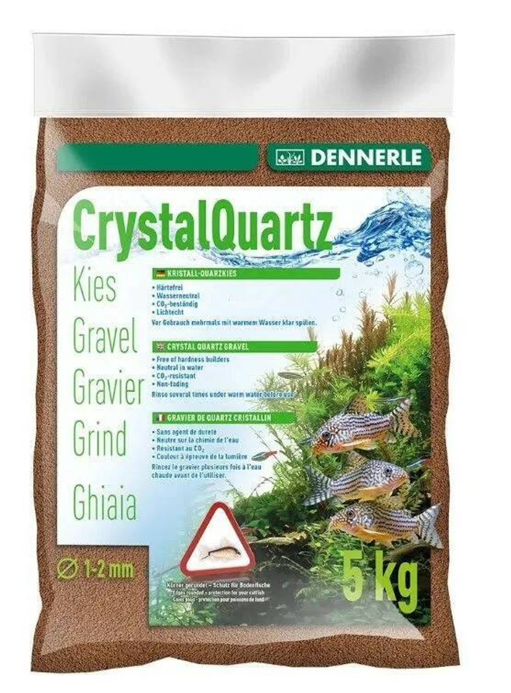 Dennerle Crystal Quartz - Натуральный аквариумный гравий, фракция 1-2 мм, цвет светло-коричневый, 5