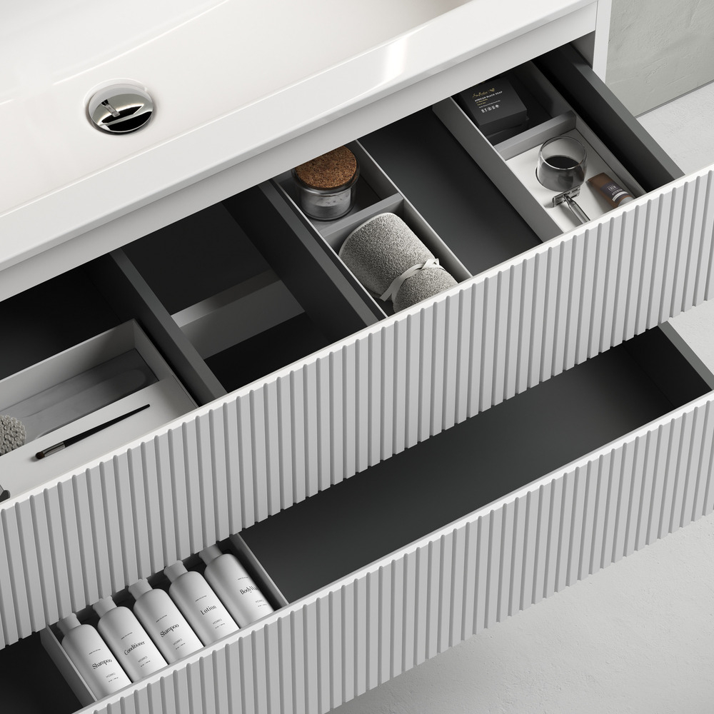 Тумба подвесная Sancos Snob T, Bianco 995х445х500, под столешницу с отверстием под смеситель, цвет Kreman