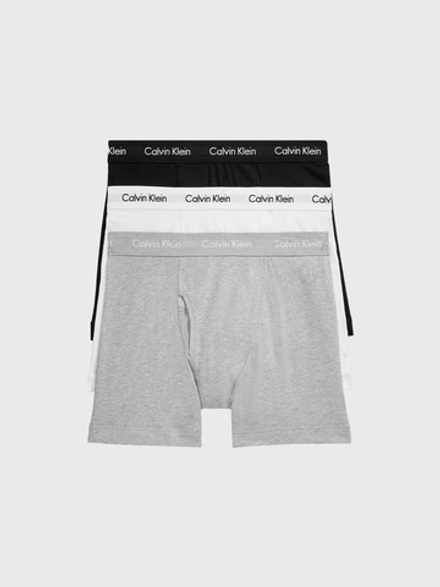Мужские трусы Calvin Klein боксеры-брифы 3-Раск Cotton Stretch Multi Gray / Black