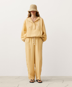 Oysho Прямые брюки из смеси лиоцелла и 24% льна, желтый