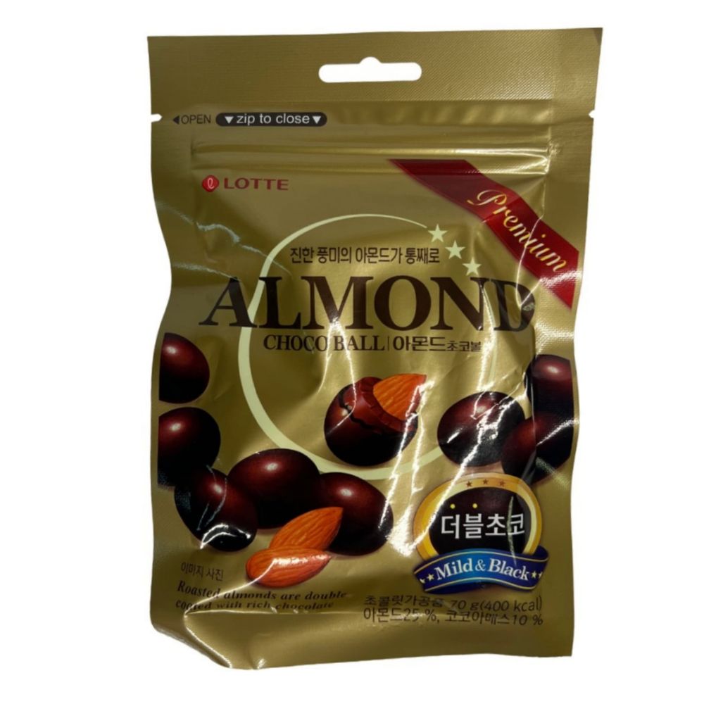 Миндаль в шоколаде Lotte Almond choco balls 70 г, 5 шт