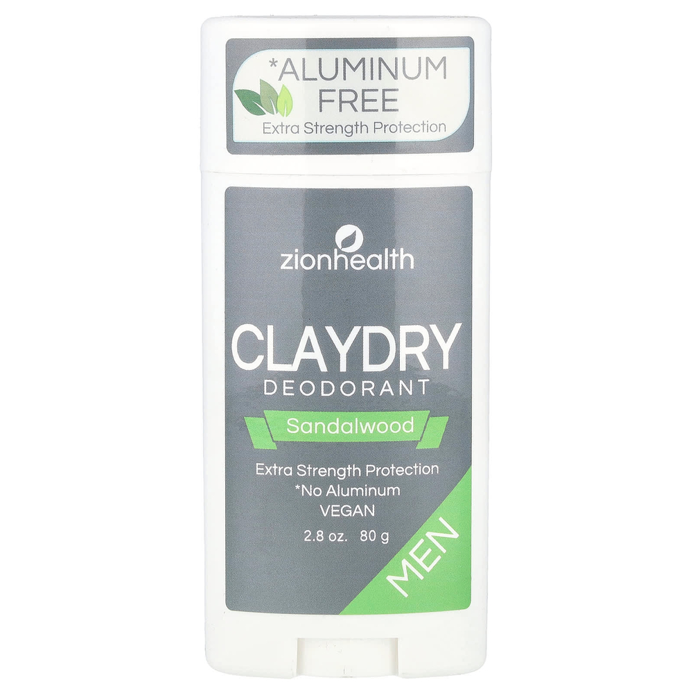 Zion Health, Men, ClayDry, дезодорант для мужчин, сандаловое дерево, 80 г (2,8 унции)