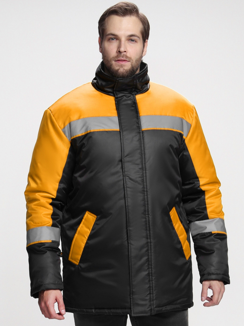 Куртка зимняя Стандарт (тк.Оксфорд), черный/оранжевый