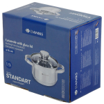 Кастрюля нерж, 1.9 л, с крыш, Daniks, Стандарт-PR, SD-16-2, индукц