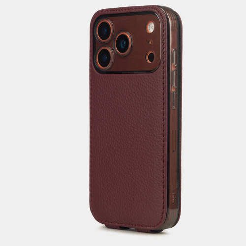 Чехол для iPhone 17 Pro - кожа теленка, бордовый