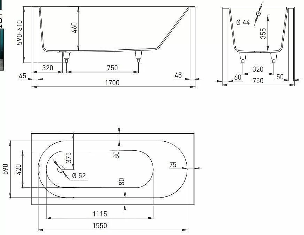 Ванна Salini ORNELLA S-Sense 170x75 102311M белая матовая