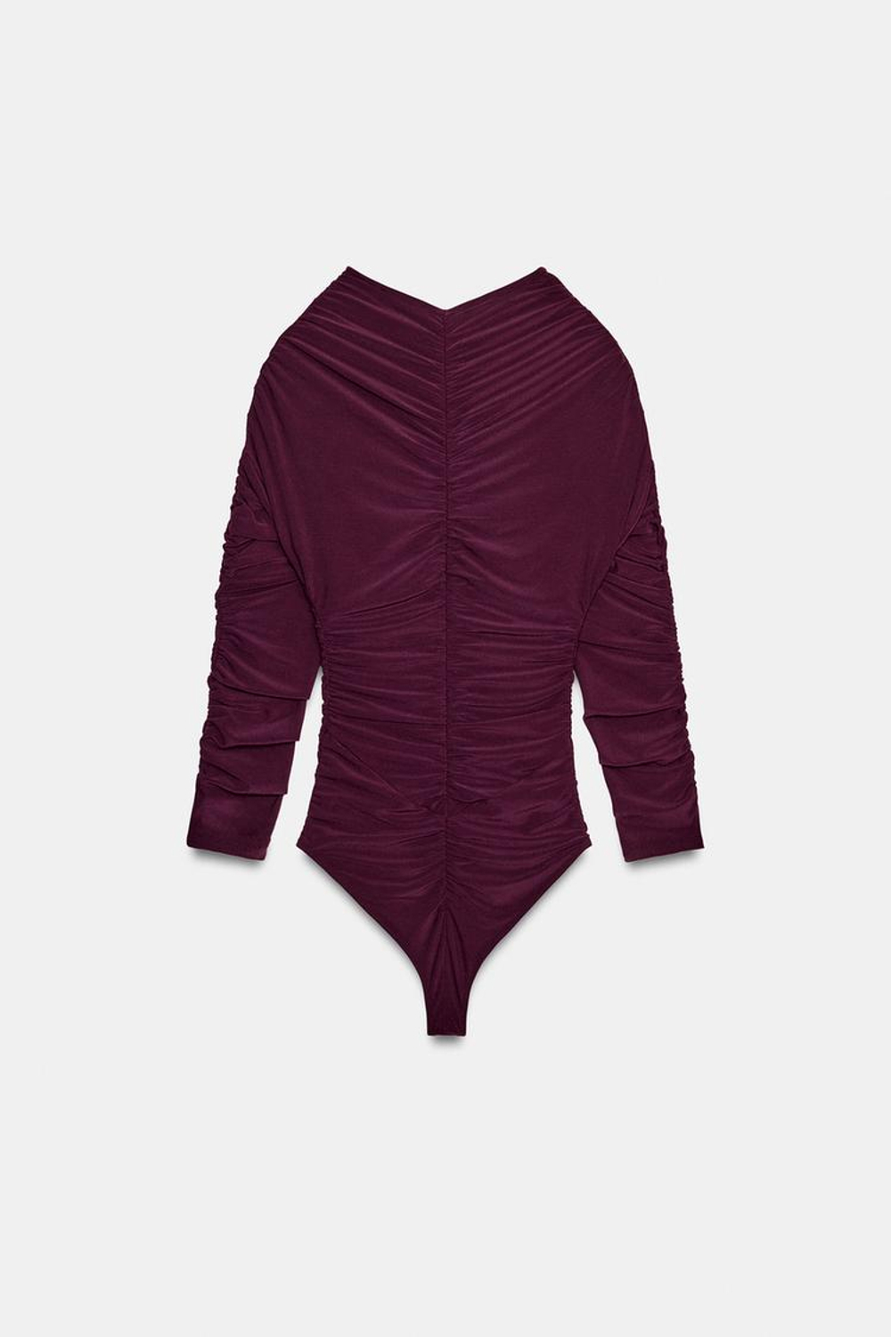 ZARA БОДИ СО СБОРКАМИ, БАКЛАЖАННЫЙ