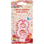 Свеча для торта Цифра Happy «8» 6*4 см, красный