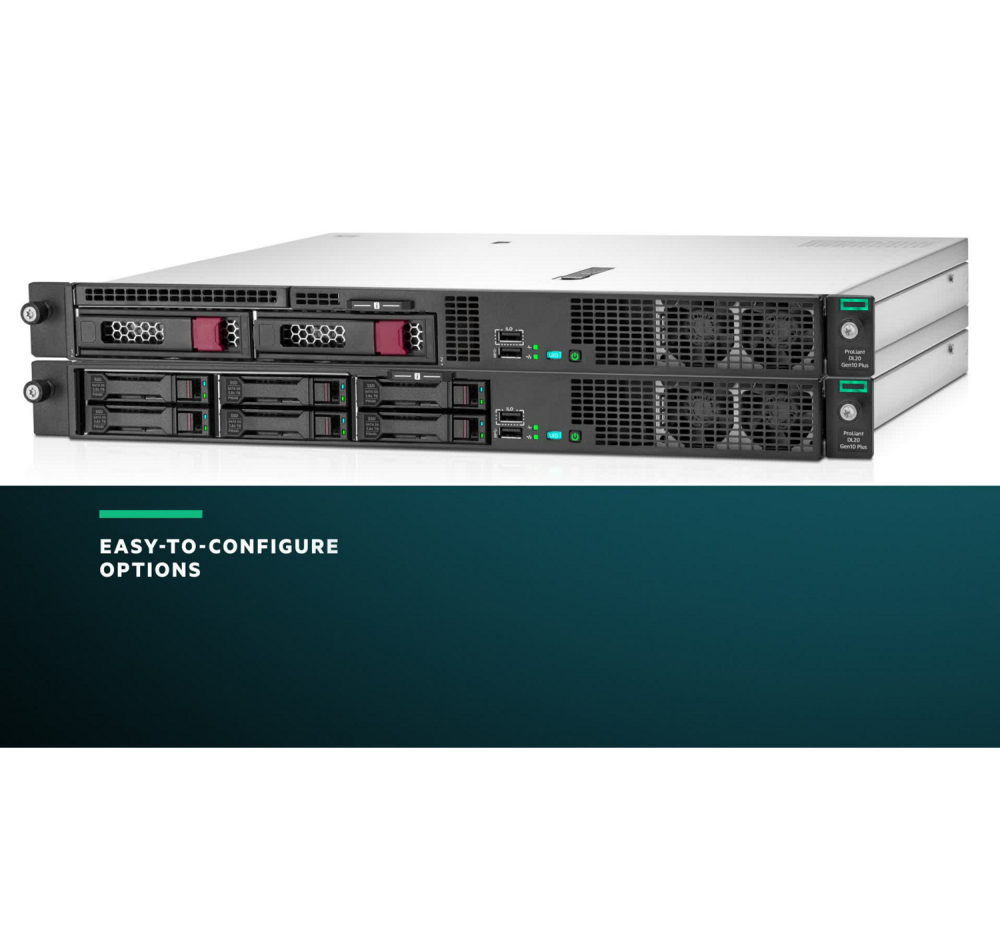 Стоечный сервер - HP Enterprise ProLiant DL20 Gen10 Plus, 1U, 4x 2.5“, 1x Xeon[E-2314] 4 Cores, 16Gb, P44114-B21
