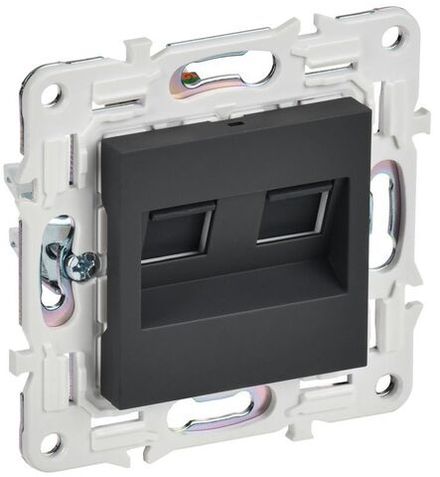 Розетка компьютерная двойн. RJ45 кат.6 SKANDY SK-K04G графит IEK SK-K20-2-K53