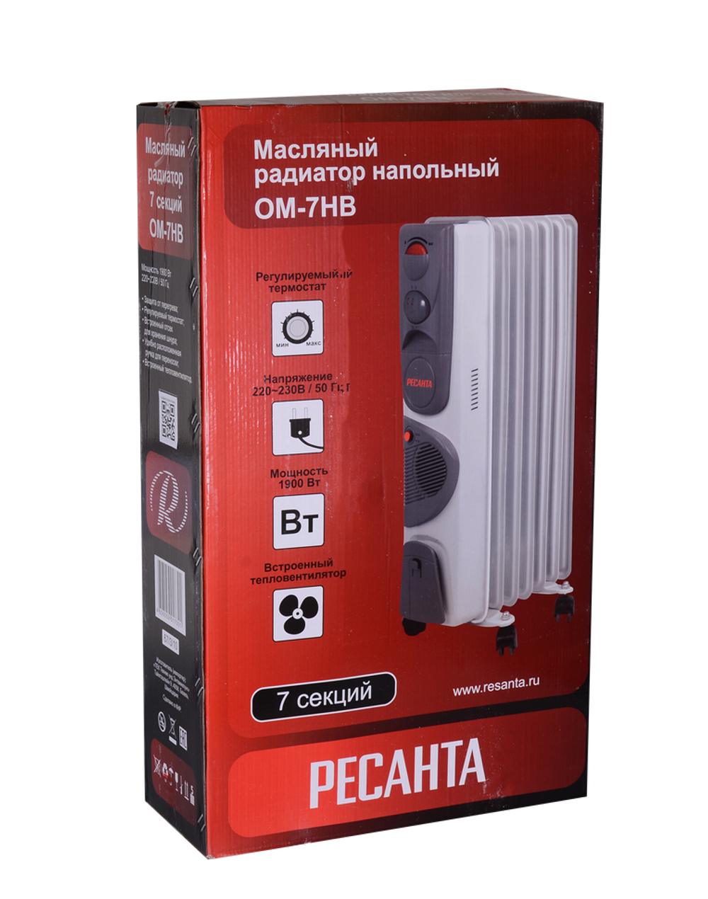 Масляный радиатор РЕСАНТА ОМ-7НВ с вентилятором