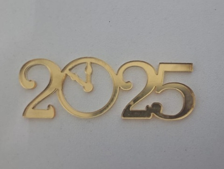 Топпер - мини без шпажки «2025» золото 6*2 см