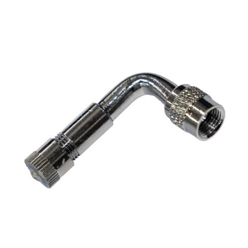 Переходник удлинитель для подкачки на ниппель вентиль 90 градусов серебристый