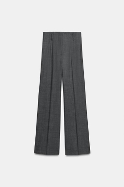 ZARA БРЮКИ ИЗ ШЕРСТИ С ВЫСОКОЙ ПОСАДКОЙ — ZW COLLECTION, СЕРЫЙ МЕЛАНЖ