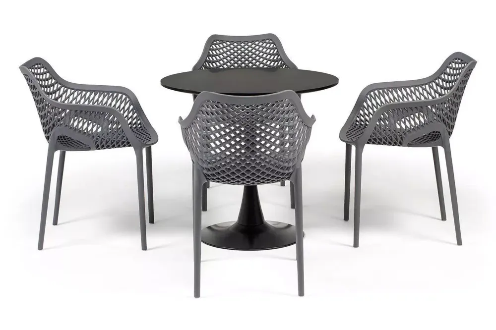 "Беллини" обеденная группа на 4 персоны, цвет темно-серый