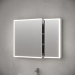 Зеркальный шкаф для ванной комнаты из алюминия Sancos Evoke 900x700х136 мм с LED подсветкой, арт. SC8090