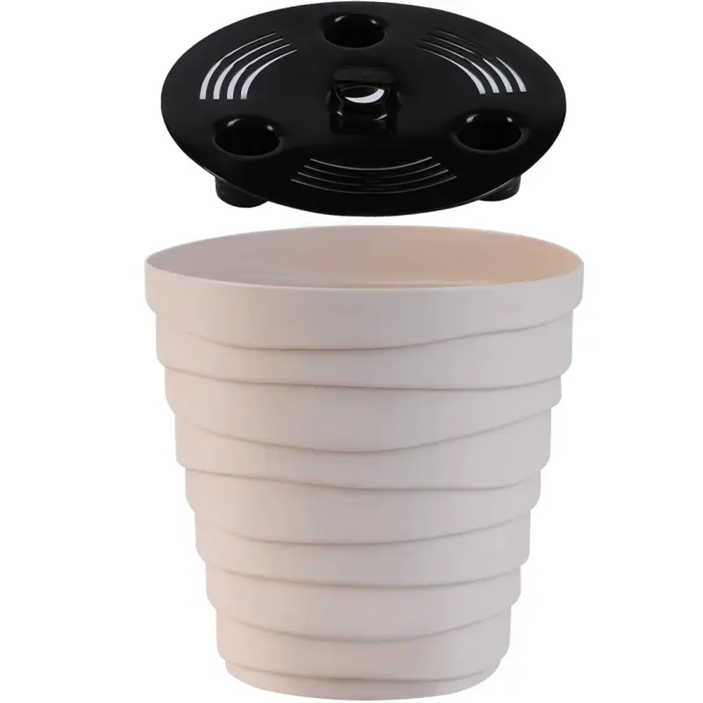 Кашпо для цветов пластиковое 1,4л d-14,5см «Бархан» Кремовый