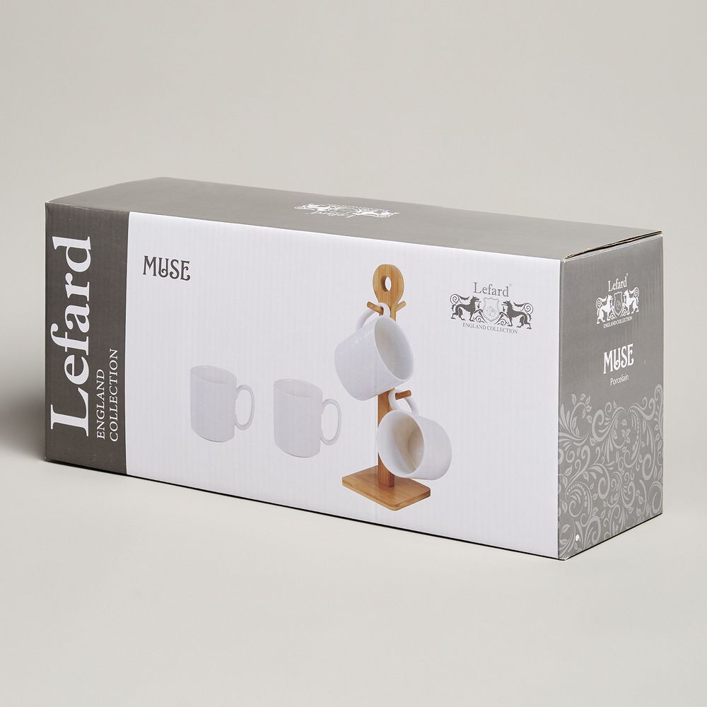 НАБОР КРУЖЕК LEFARD "MUSE" 4 ШТ. 380 МЛ НА ДЕР. ПОДСТАВКЕ