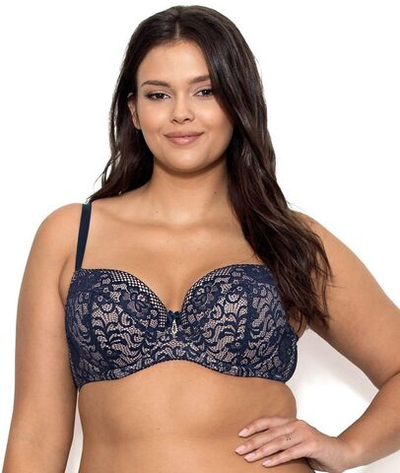 Бюстгальтер на косточках Eunika с пуш-ап вкладышами (Размер: 85F) (Цвет: темно-синий)