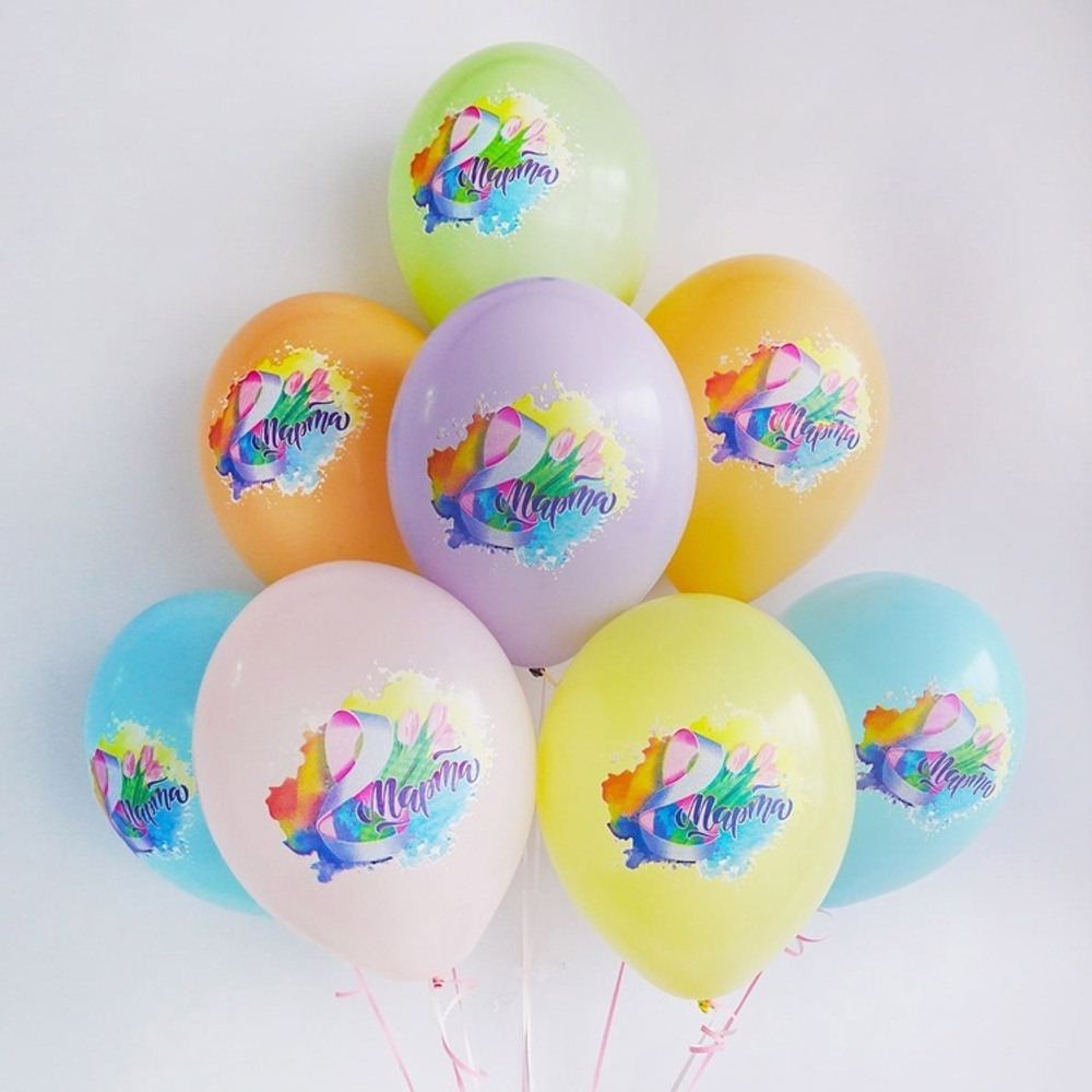 Шар с рисунком 8 Марта Тюльпаны