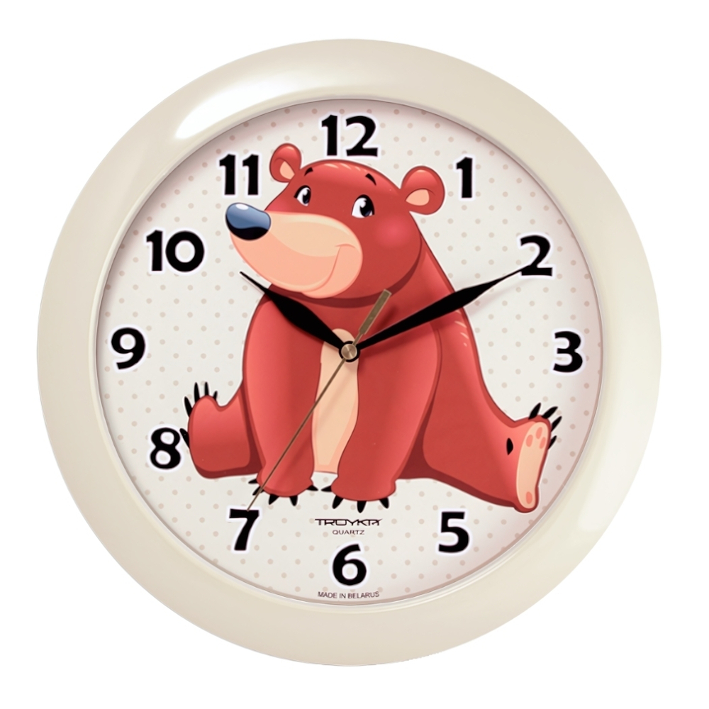 Часы настенные, модель 01, D 290мм, стекло пластик, пластиковый обод, цвет-бежевый