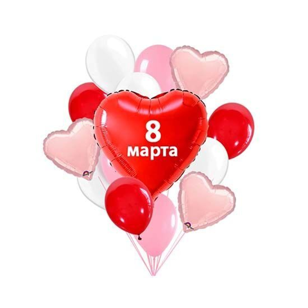 Букет шаров с большим сердцем и надписью