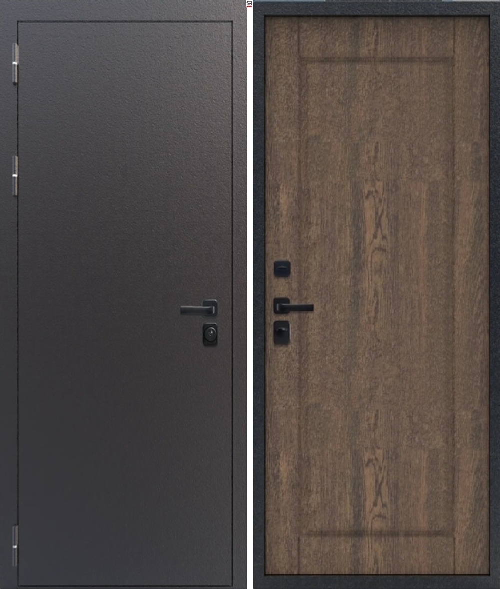 Входная дверь FlyDoors ТЕРМАЛ Чёрный букле - Орех грецкий