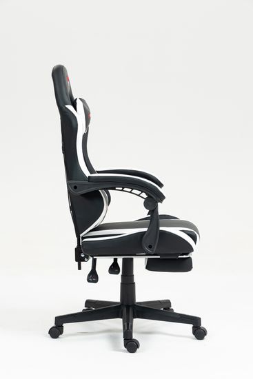 Кресло спортивное TopChairs Prophet с оттоманкой черно-белый