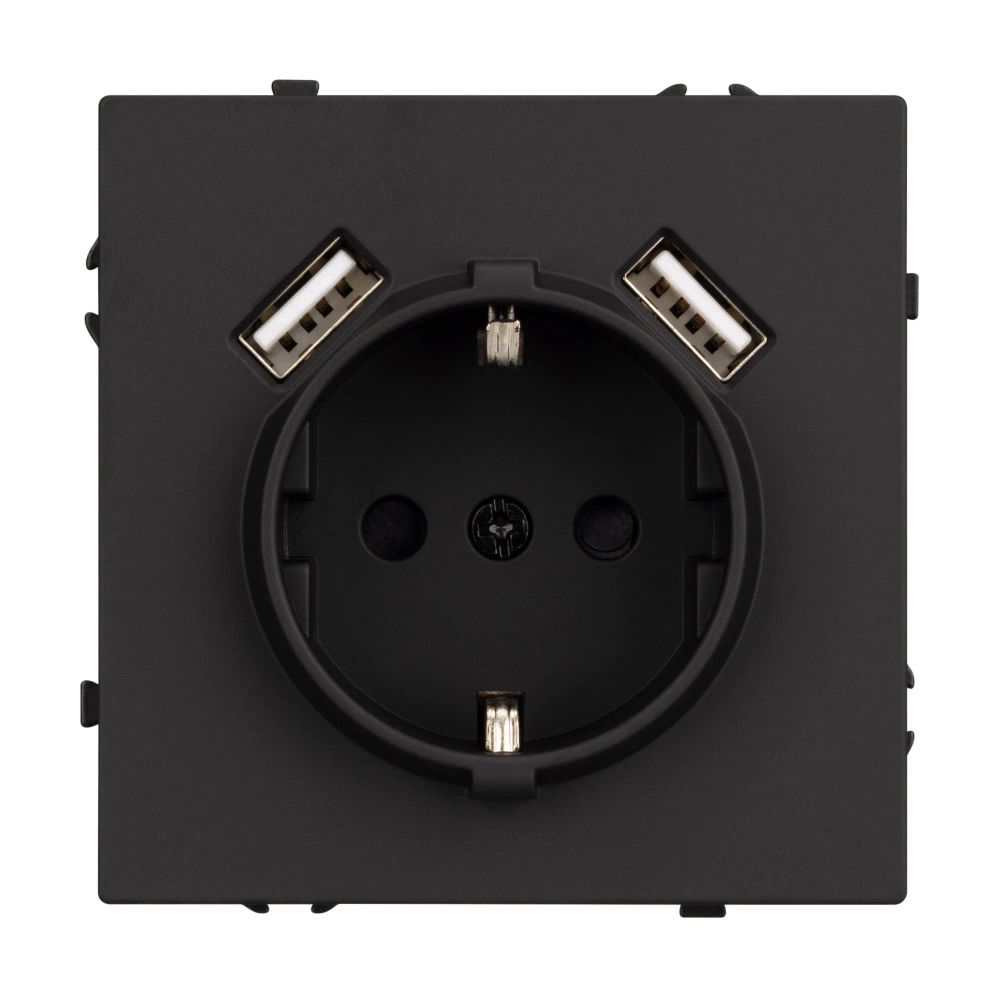 Механизм розетки с USB зарядкой SCT-NOBE-MUAA-SFPL-BK (230V, 16A) (Arlight, Черный оникс) 054289