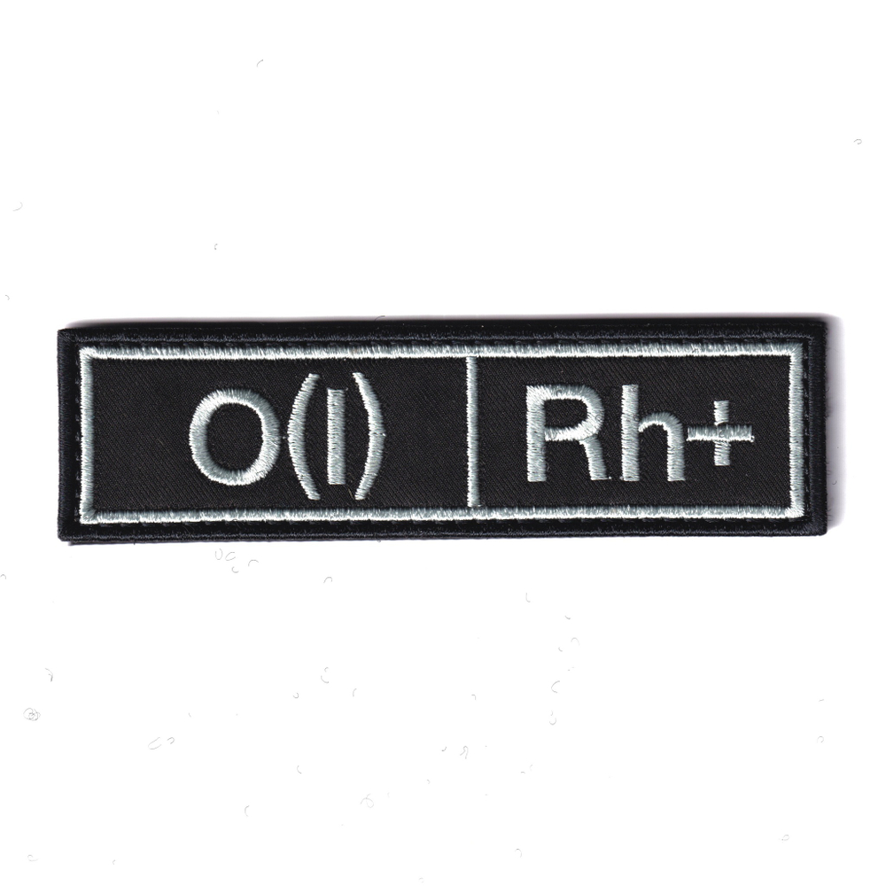 Нашивка ( Шеврон ) На Грудь Группа Крови 0(I) Rh+ Вышитая На Липучке Серо-Черная | ATRIBUTICASTORE.RU