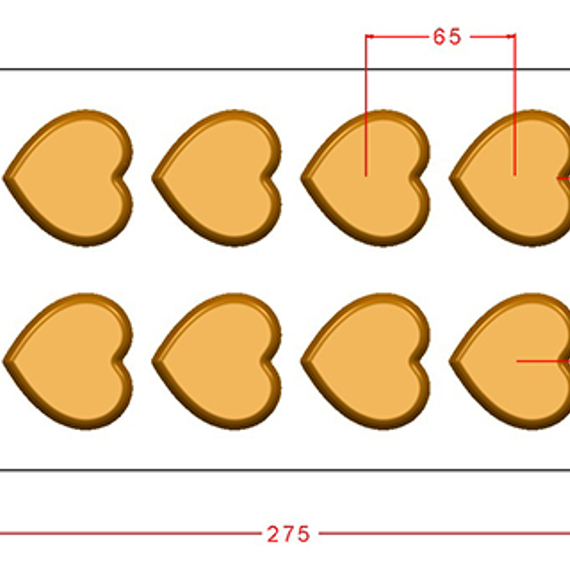 1096 | Форма для шоколадных изделий "Сердце" (275*175мм)