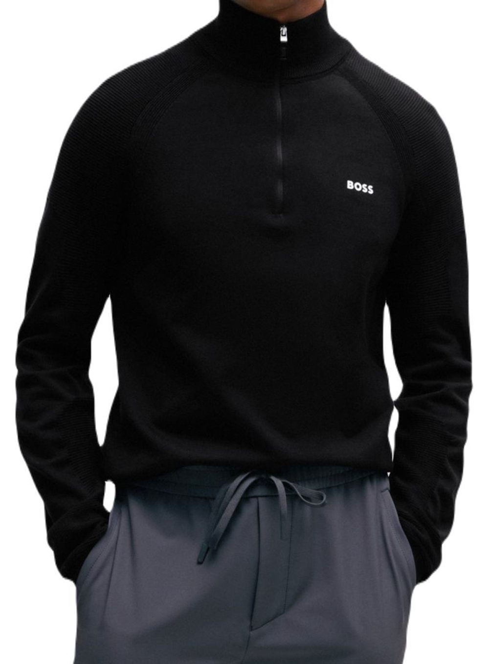 Мужская теннисная кофта BOSS Perform-X 1/4 Zip - черный