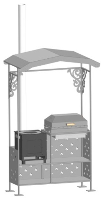 Мангал с крышей №2 с казанкой