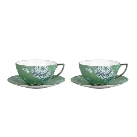 Wedgwood Набор из 2 чайных чашек Jasper Conran Chinoiserie Green 250 мл с блюдцами