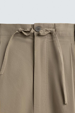 ZARA БРЮКИ BALLOON FIT С ЗАЩИПАМИ, РЫЖЕВАТО-КОРИЧНЕВЫЙ