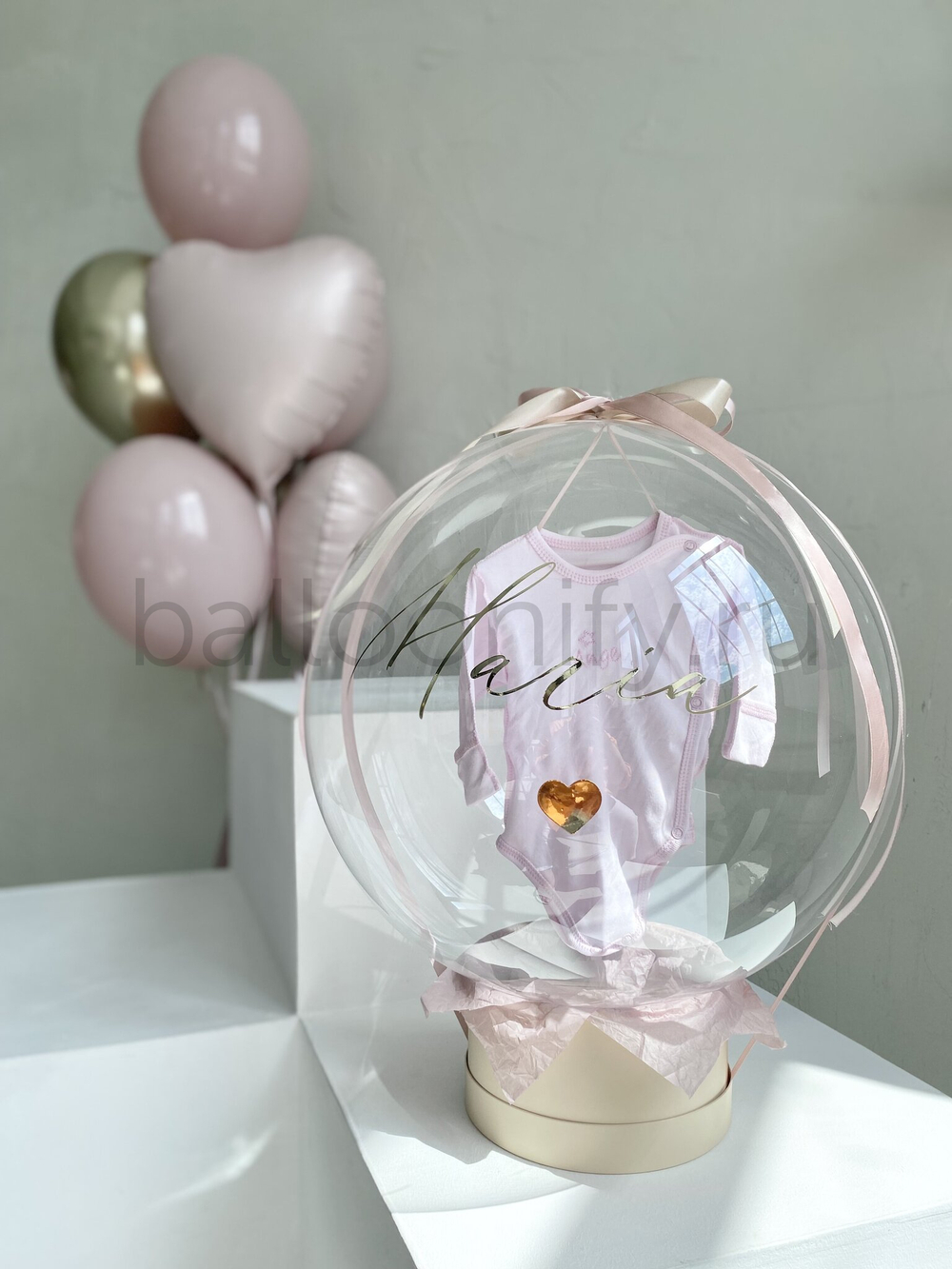 Набор шаров «Нежный сюрприз для малышки» с бабл-боксом
