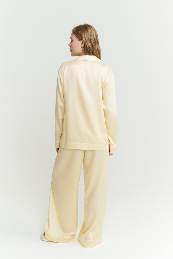 Брюки из тенселя с кантом лимонные