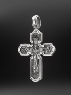 Крест православный "Христос и Елена" из серебра