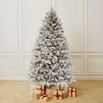 Заснеженная елка с гирляндой встроенной «Эльга» (Литая хвоя) от 1,5 м до 3 м