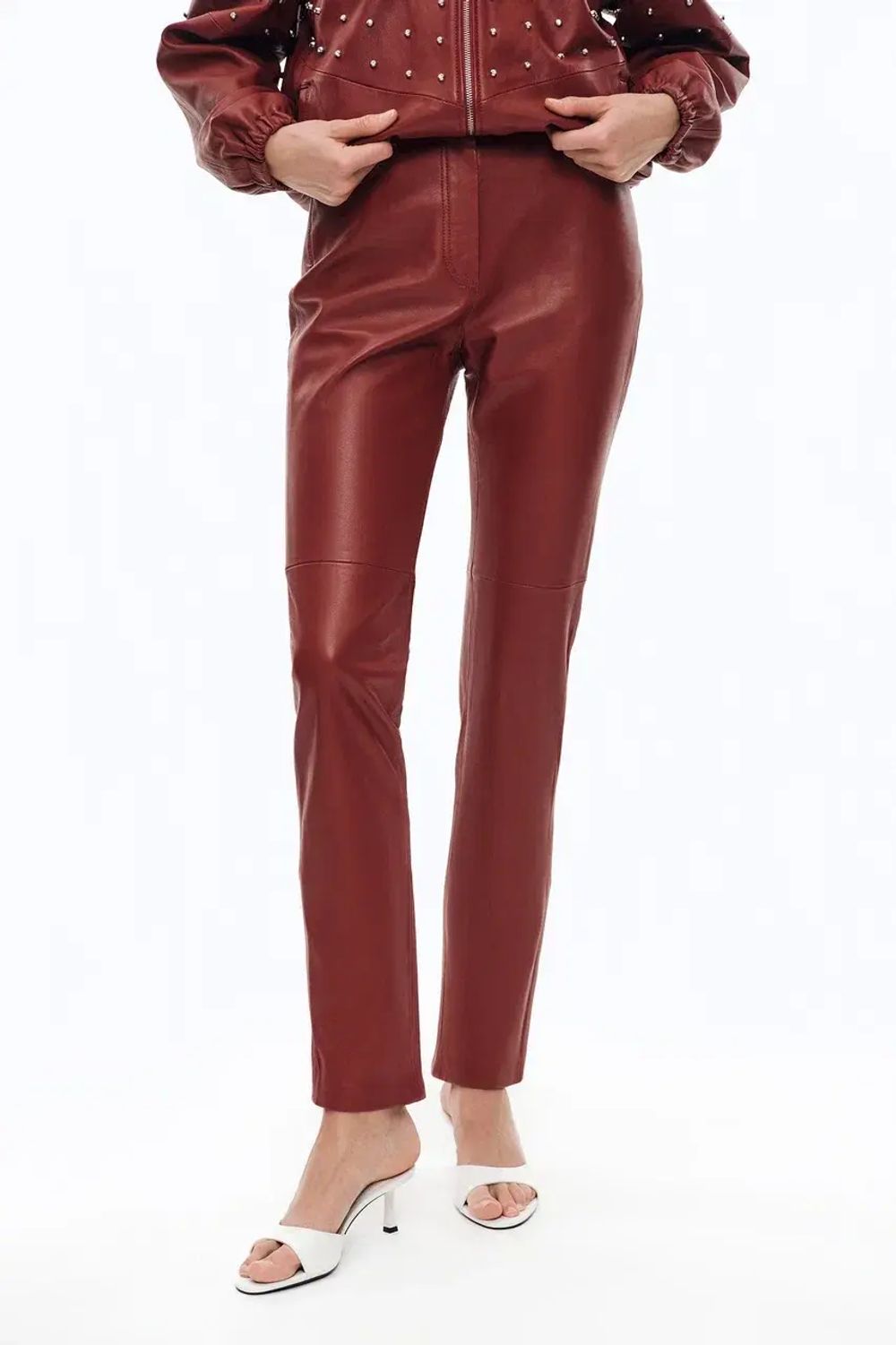 Кожаные брюки (Под винишко), бордовые