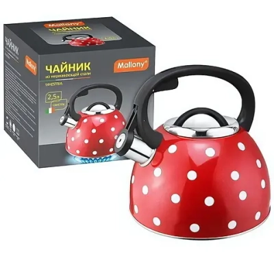 Чайник из нержавеющей стали 2,5л со свистком «Maestria» красный