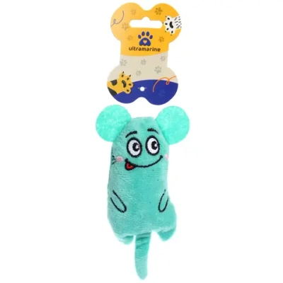 Игрушка для кошек мягкая «Мышка», цвет голубой, 14*5см/14гр (лейбл)