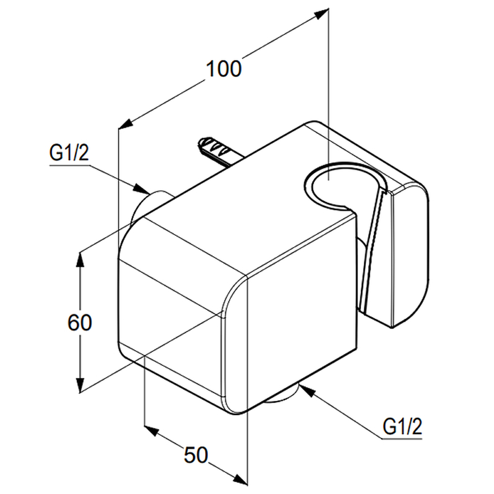 Cоединение для шланга KLUDI A-QA с настенным держателем для душа, хром (6556005-00)