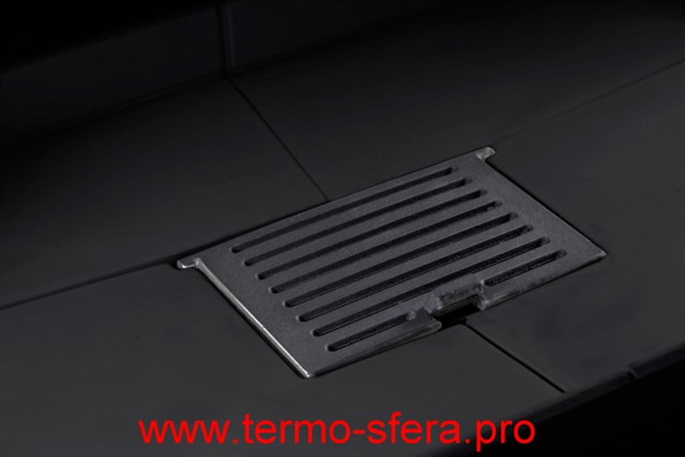 Каминная топка Экокамин ДЕЛЬТА 1200 B три стекла принтинг черный шамот