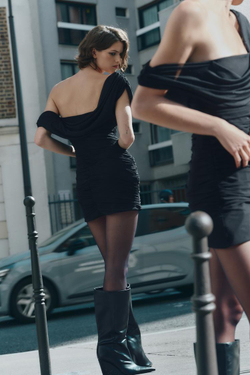 ZARA КОРОТКОЕ ПЛАТЬЕ ИЗ СЕТЧАТОЙ ТКАНИ СО СТРАЗАМИ, ЧЕРНЫЙ